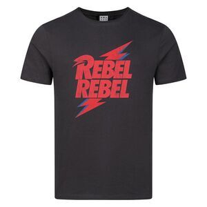 David Bowie Unisex Adult Rebel Rebel T-Shirt / Charcoal